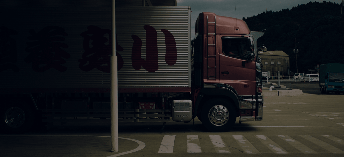Freight truck on the highway at dusk